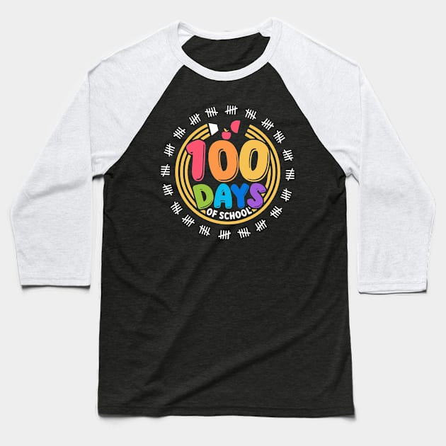 100 Days of School Happy 100 Days of School Baseball T-Shirt by anonshirt